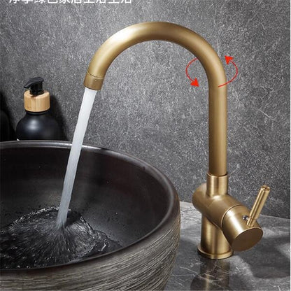 Antique Brass Traditional Bathroom Faucet, Single-Handle High Arc Swivel Spout Faucet