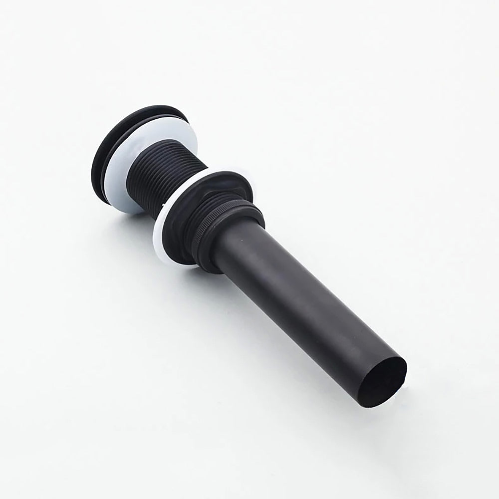 Modern Solid Brass Bathroom Sink Pop-Up Drain, Push-Button Drain Stopper without Overflow, Antique Brass / Brushed Nickel / Matte Black / Chrome / Brushed Gold