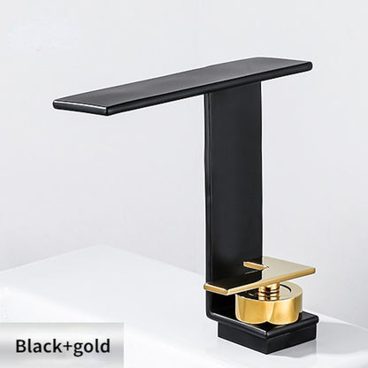 Modern Waterfall Bathroom Faucet, Single-Handle Brass Faucet, Chrome / Matte Black / Gunmetal / Brushed Gold