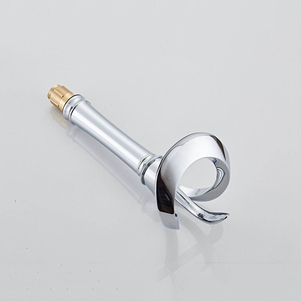 Waterfall Single-Hole Bathroom Faucet, Single-Handle Brass Vessel Sink Faucet, Matte Black / Chrome / Brushed Gold / Matte White / Gunmetal