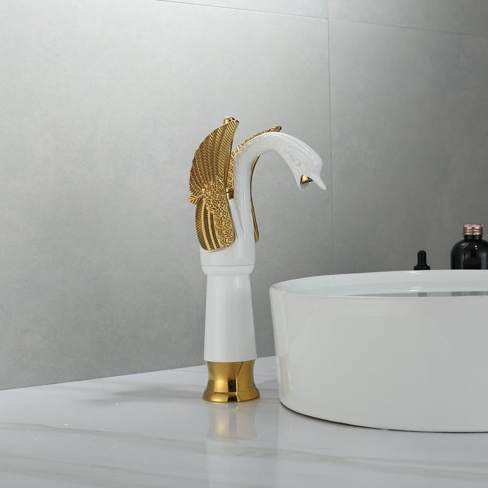 Swan Shape Waterfall Bathroom Faucet, Single-Handle Vessel Sink Faucet