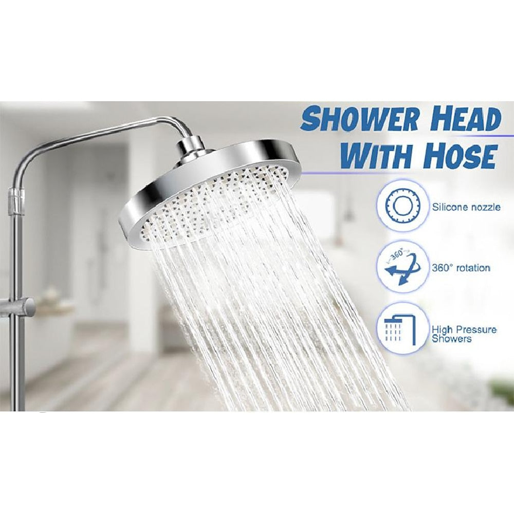 5-Spray Mode Fixed Shower Head, Modern Wall-Mount Round Showerhead, Chrome / Matte Black / Stainless Steel