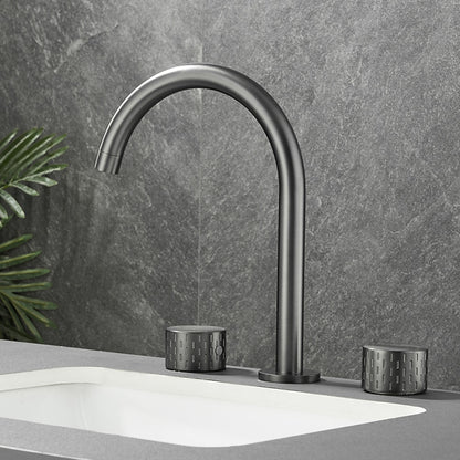 Swivel Spout 3-Hole Widespread Bathroom Sink Faucet, Dual-Handle Brass Faucet, Brushed Gold / Gunmetal / Matte Black / Chrome