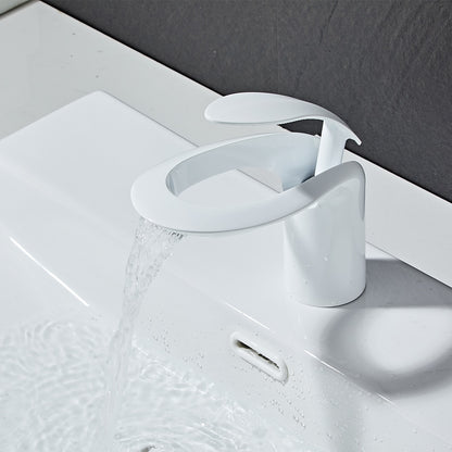 Modern Waterfall Bathroom Faucet, Single-Handle Brass Faucet