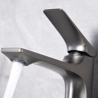Modern Single-Hole Bathroom Faucet, Single-Handle Brass Sink Faucet, Matte Black / Brushed Gold / Gunmetal / Chrome / Matte White