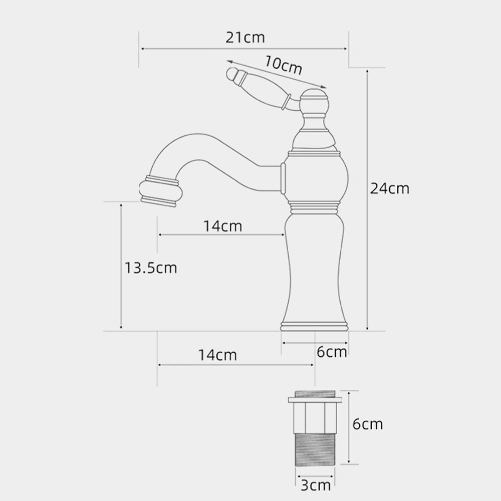 Retro Vintage Height-Adjustable Swivel Spout Bathroom Faucet, Single-Handle Single-Hole Brass Faucet, Gold / White / Black