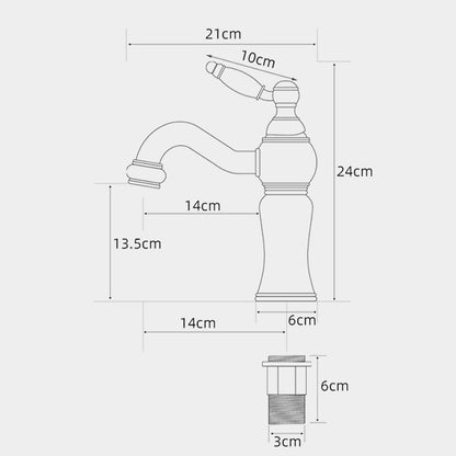 Retro Vintage Height-Adjustable Swivel Spout Bathroom Faucet, Single-Handle Single-Hole Brass Faucet, Gold / White / Black