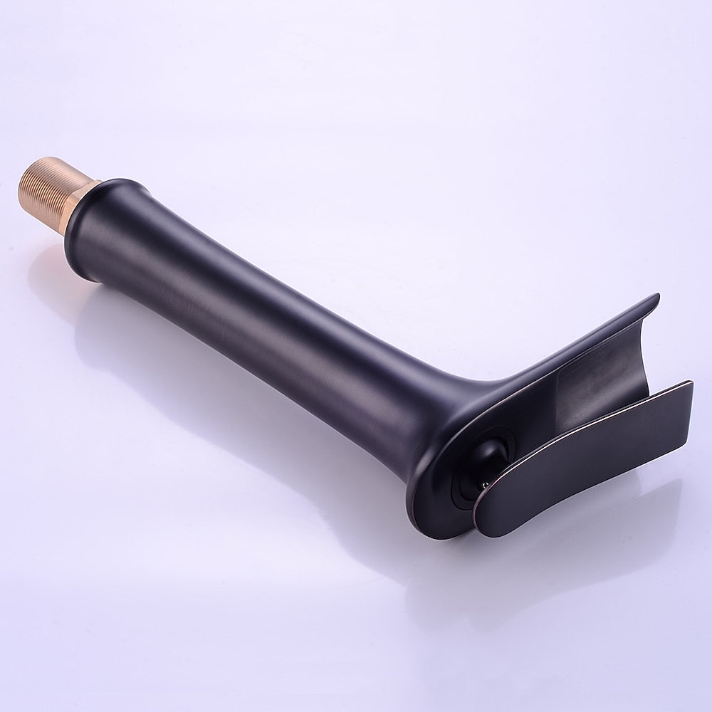 Waterfall Single-Hole Bathroom Faucet, Modern Single-Handle Sink Faucet with Pop-Up Drain