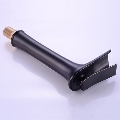 Waterfall Single-Hole Bathroom Faucet, Modern Single-Handle Sink Faucet with Pop-Up Drain