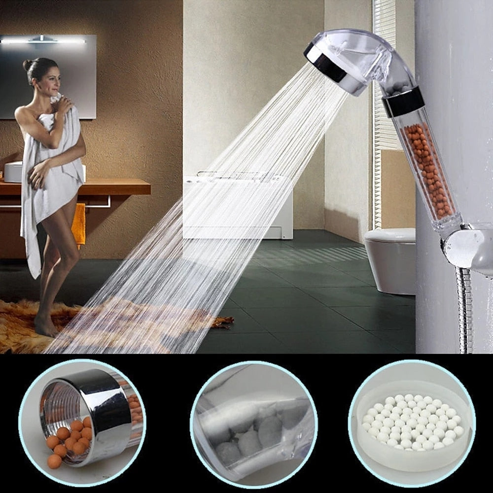 Chrome Handheld Shower Head, High Pressure 300-Hole Water Saving Shower Head