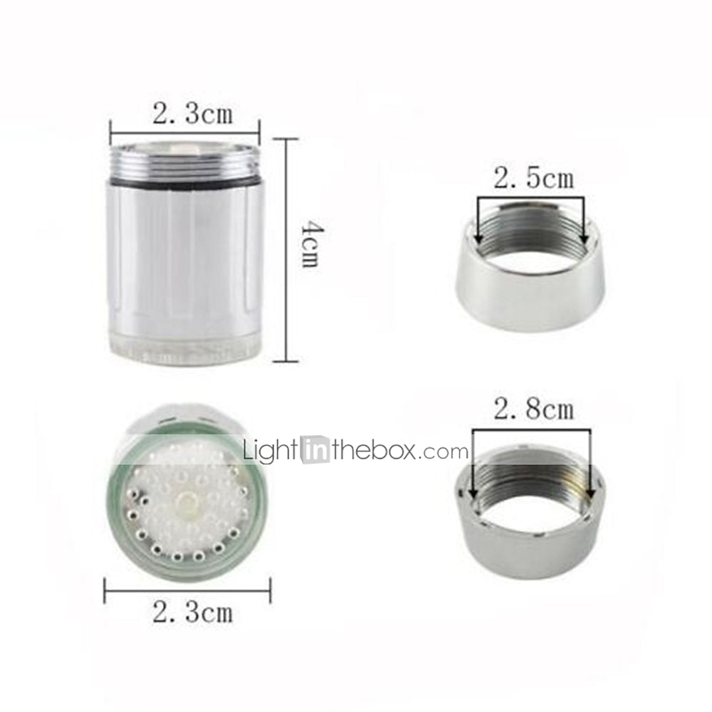 Chrome LED Temperature-Sensing Faucet Aerator, 3- Changing Faucet Light Accessory