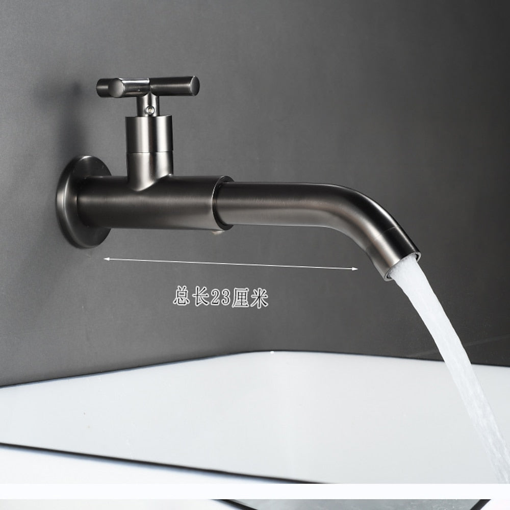 Wall-Mount Single-Handle Bathroom Faucet, Brass Sink Faucet with Swivel Spout / Cross Handle, Matte Black / Antique Brass / Chrome / Polished Gold / Gunmetal / Stainless Steel / Polished Brass