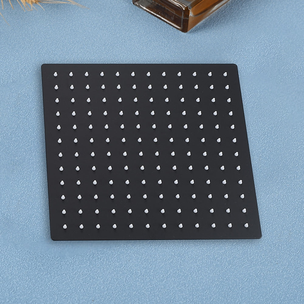 Rainfall Matte Black Shower Head, Contemporary Stainless Steel Shower Head