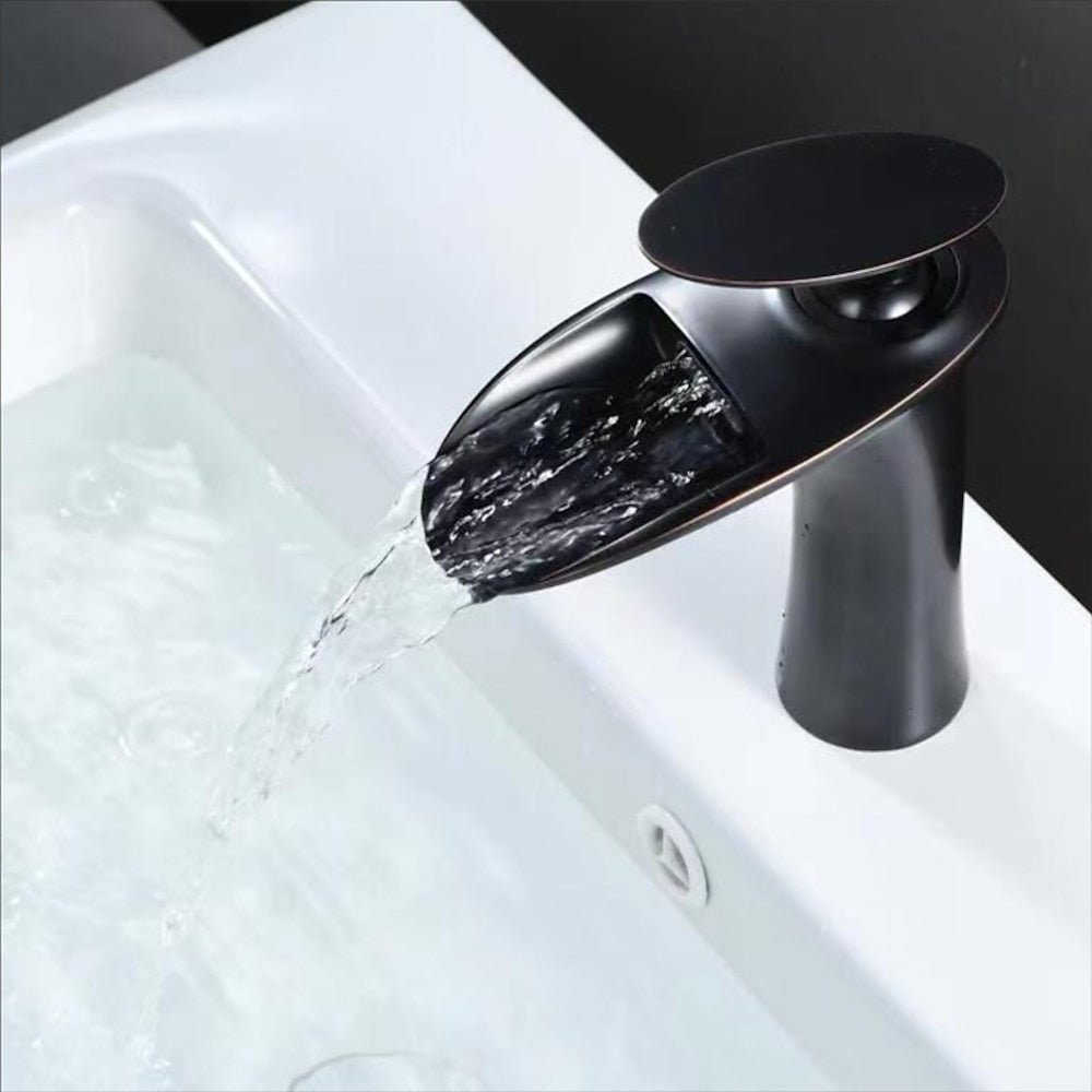 Modern Waterfall Bathroom Faucet, Single-Handle Single-Hole Faucet
