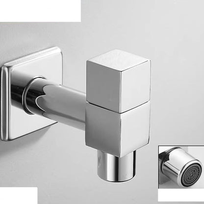 Modern Wall-Mount Single Cold Faucet, Solid Brass Washing Machine Faucet, Matte Black / Chrome