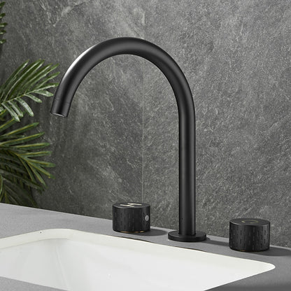Swivel Spout 3-Hole Widespread Bathroom Sink Faucet, Dual-Handle Brass Faucet, Brushed Gold / Gunmetal / Matte Black / Chrome