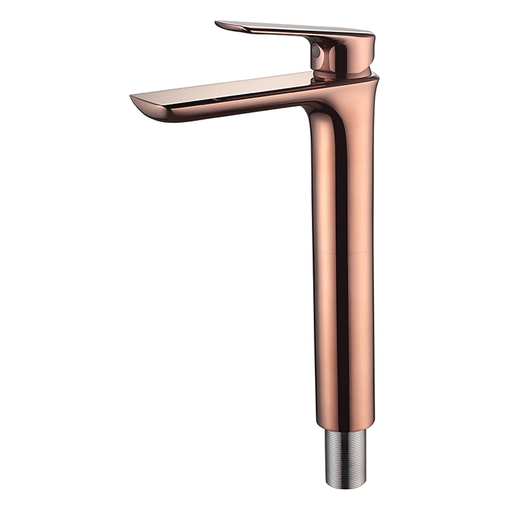 Rose Gold Tall Vessel Sink Faucet, Single-Handle Single-Hole Bathroom Faucet