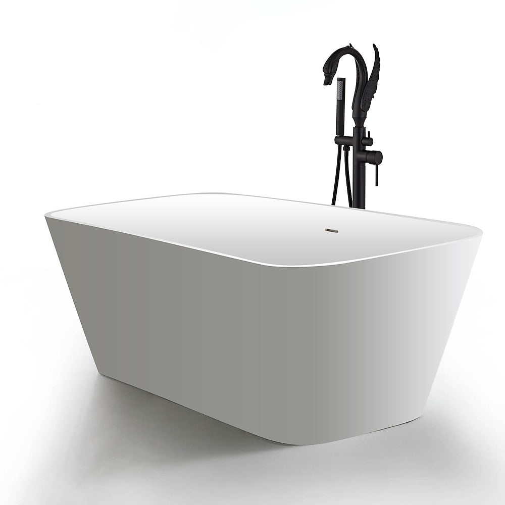 Swan-Design Freestanding Tub Filler Faucet, Single-Handle Bathroom Bathtub Faucet with Handheld Shower, Chrome / Polished Gold / Matte Black