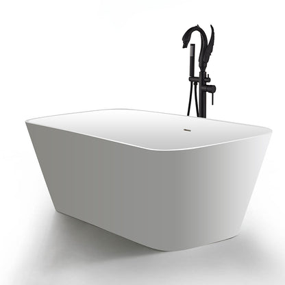 Swan-Design Freestanding Tub Filler Faucet, Single-Handle Bathroom Bathtub Faucet with Handheld Shower, Chrome / Polished Gold / Matte Black