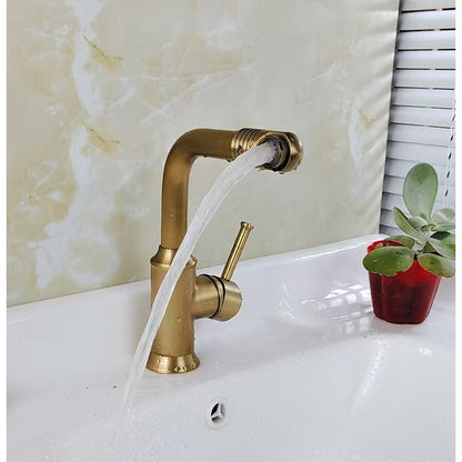 Retro Single-Hole Bathroom Faucet, Single-Handle Swivel Spout Faucet, Antique Brass / Antique Bronze
