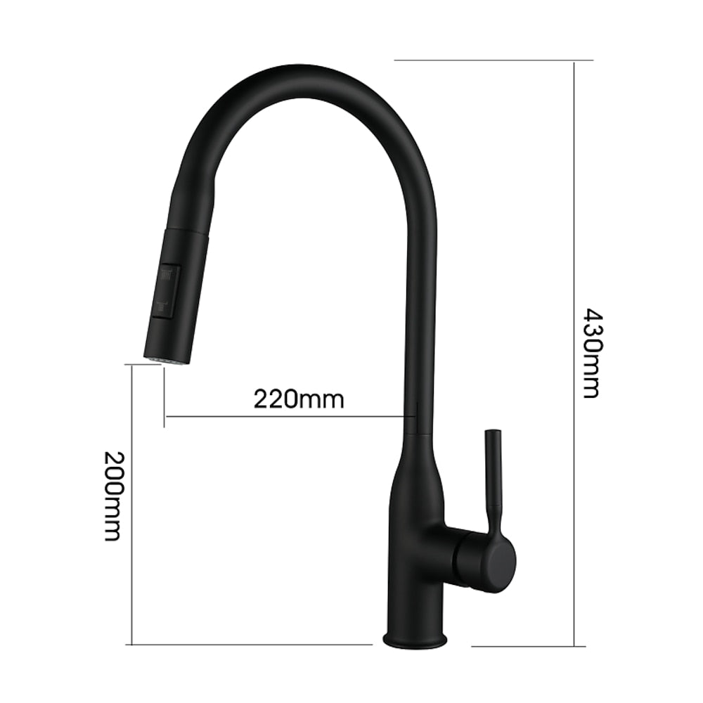 Pull-Down High Arc Kitchen Faucet, Single-Handle Brass Faucet, Matte Black / Brushed Nickel / Gunmetal / Chrome