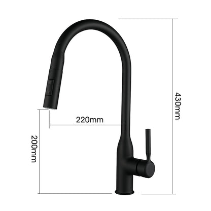 Pull-Down High Arc Kitchen Faucet, Single-Handle Brass Faucet, Matte Black / Brushed Nickel / Gunmetal / Chrome