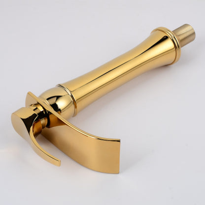 Polished Gold Waterfall Vessel Sink Faucet, Single-Handle Brass Bathroom Faucet