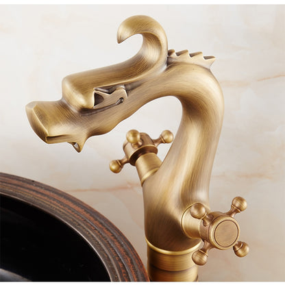 Vintage Dragon Vessel Sink Faucet, Single-Hole Double Cross Handle Brass Faucet
