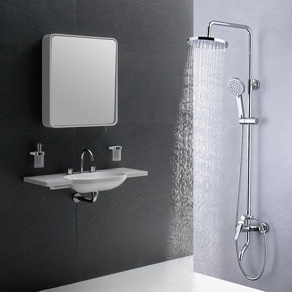 Chrome Modern Rainfall Tub Shower System, Single-Handle Wall-Mounted Shower System with Handheld Shower