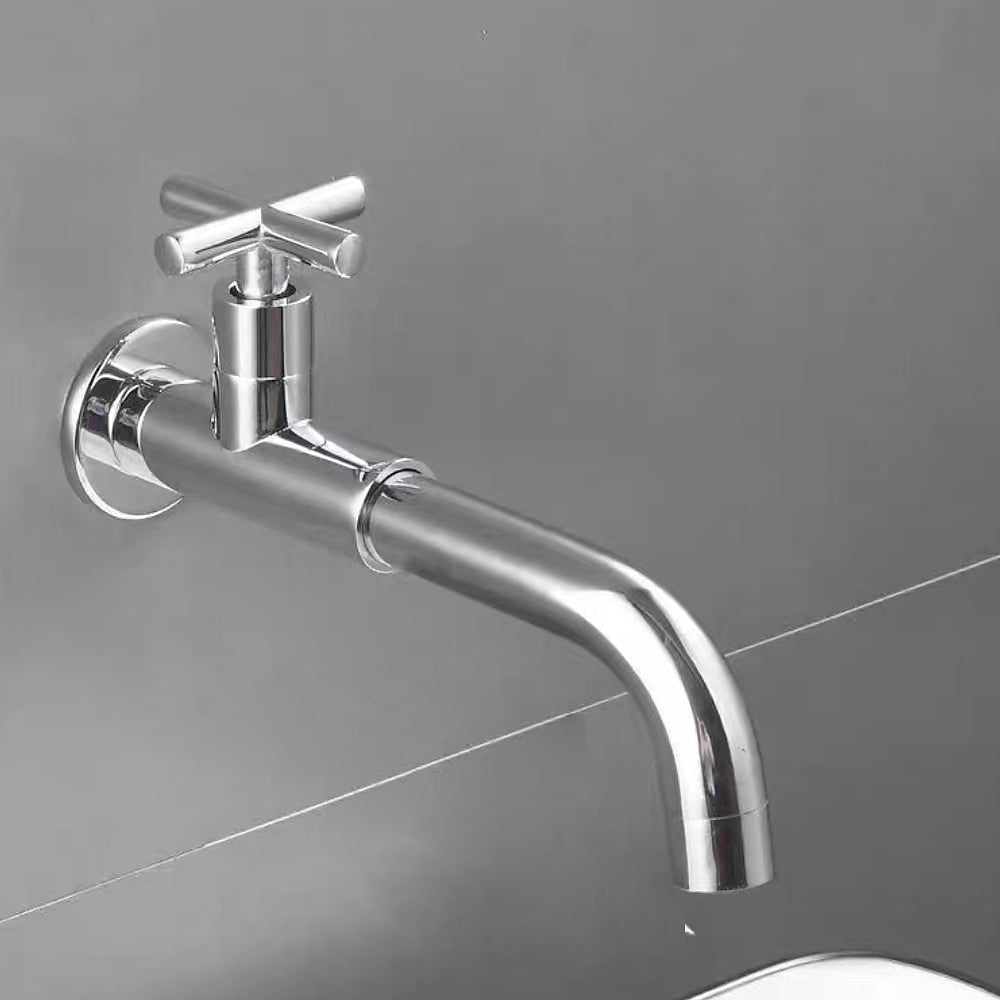 Modern Wall-Mount Bathroom Faucet, Swivel Reversible Spout Cold Water Faucet, Matte Black / Chrome / Matte White / Antique Brass / Polished Gold