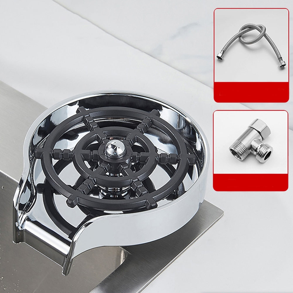 Deck-Mounted Kitchen Sink Glass Rinser, Quick Spray Glass Rinser, Matte Black / Chrome / Gunmetal / Stainless Steel