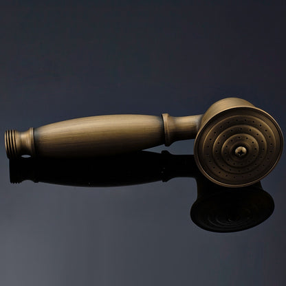 Traditional Antique Brass Handheld Shower Head, Vintage Sprayer with Flexible Shower Hose