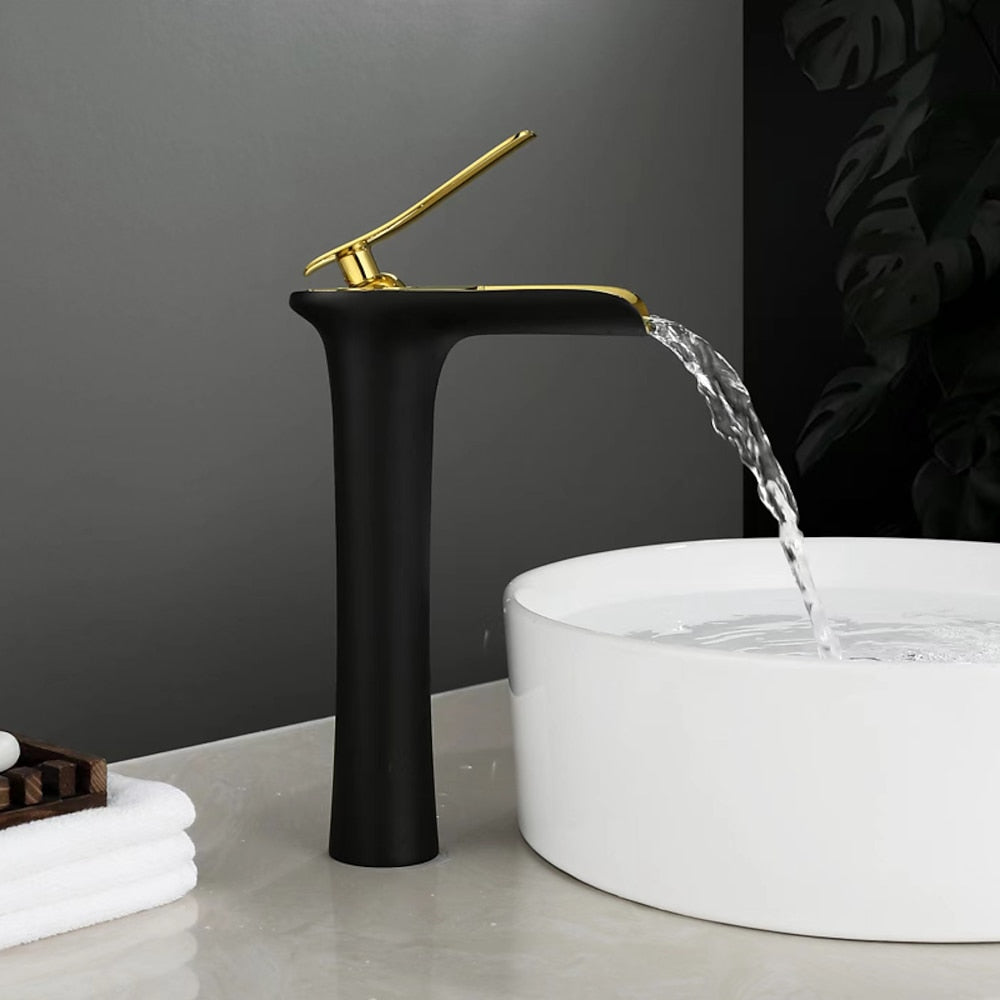 Waterfall Vessel Bathroom Faucet, Single-Handle Single-Hole Faucet