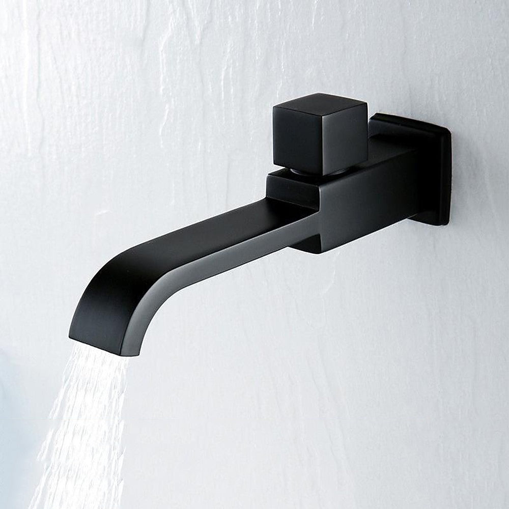 Modern Wall-Mount Bathroom Faucet, Single-Cold Single-Handle Basin Faucet, Chrome / Matte Black / Brushed Gold