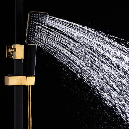 Modern Rainfall Tub Shower System, Wall-Mounted Exposed Shower Faucet with Handheld Spray