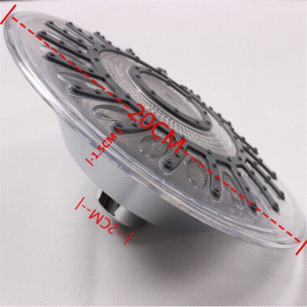 LED Chrome 8-Inch Round Rainfall Shower Head, Contemporary 2-Mode Overhead Showerhead