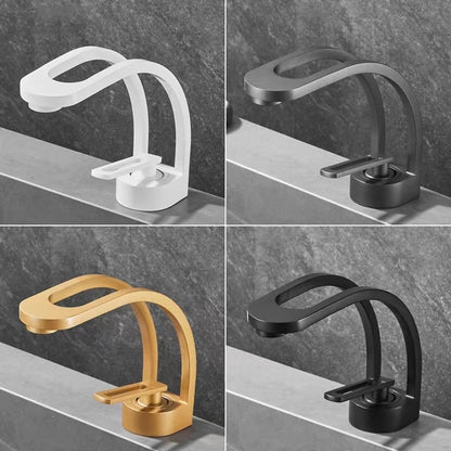 Modern Single-Hole Bathroom Faucet, Single-Handle High Arc Faucet, Matte Black / Chrome / Brushed Gold / Matte White / Gunmetal / Two-Tone