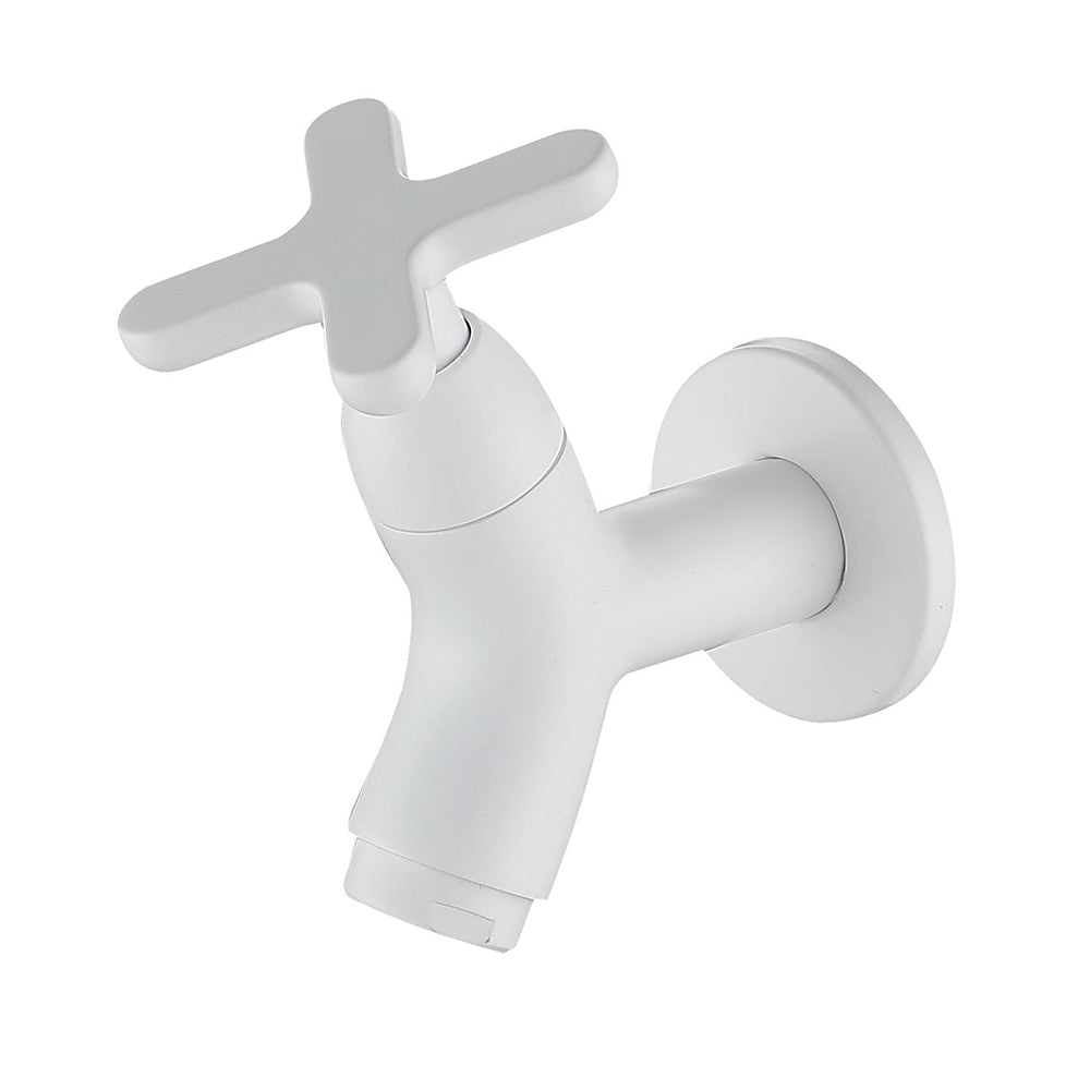 Modern Wall-Mount Bathroom Faucet, Single-Cold Brass Basin Faucet, Gunmetal / Chrome / Matte White