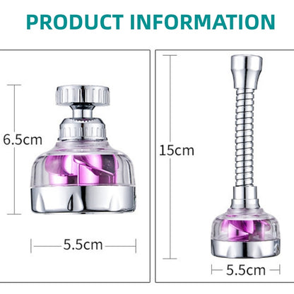 Chrome 360-Degree Swivel Faucet Aerator, Splash-Proof Faucet Spray Head for Kitchen Sink