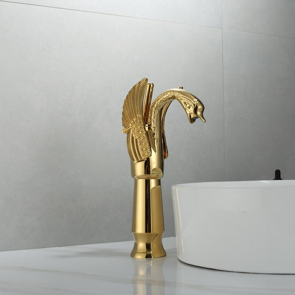 Swan Shape Waterfall Bathroom Faucet, Single-Handle Vessel Sink Faucet