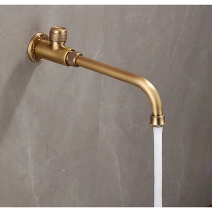 Wall-Mount Bathroom Sink Faucet, Single Knob Handle Brass Utility Tap, Matte Black / Antique Brass