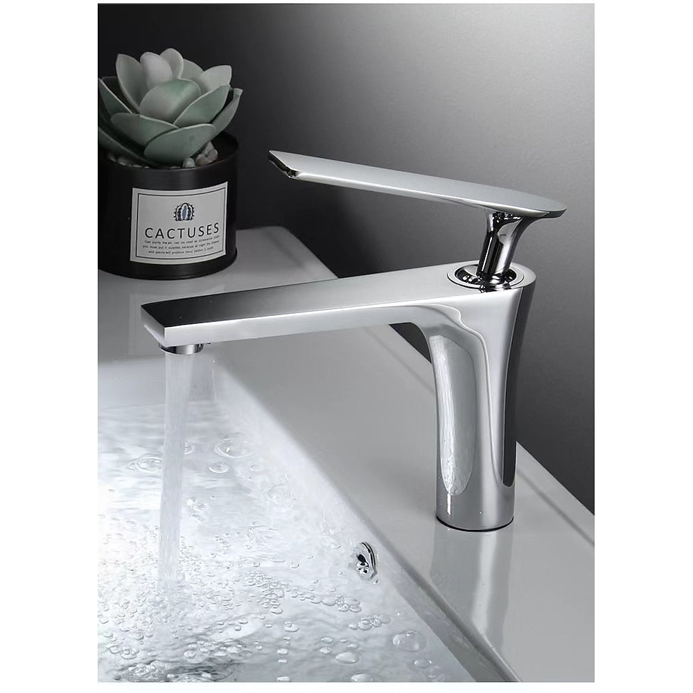 Modern Tall Vessel Sink Faucet, Single-Handle Single-Hole Brass Faucet