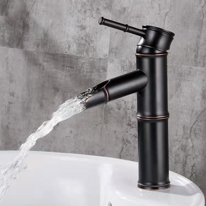 Bamboo Shape Waterfall Bathroom Faucet, Single-Handle Vessel Sink Faucet, Antique Brass / Matte Black / Brushed Nickel