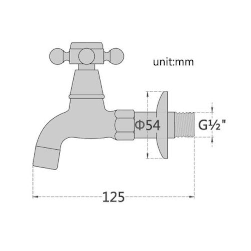 Vintage Wall-Mount Solid Brass Faucet, Single-Cold Cross Handle Faucet, Matte Black / Antique Brass