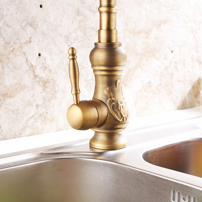 Antique Single-Hole Kitchen Faucet, Single-Handle High Arc Faucet