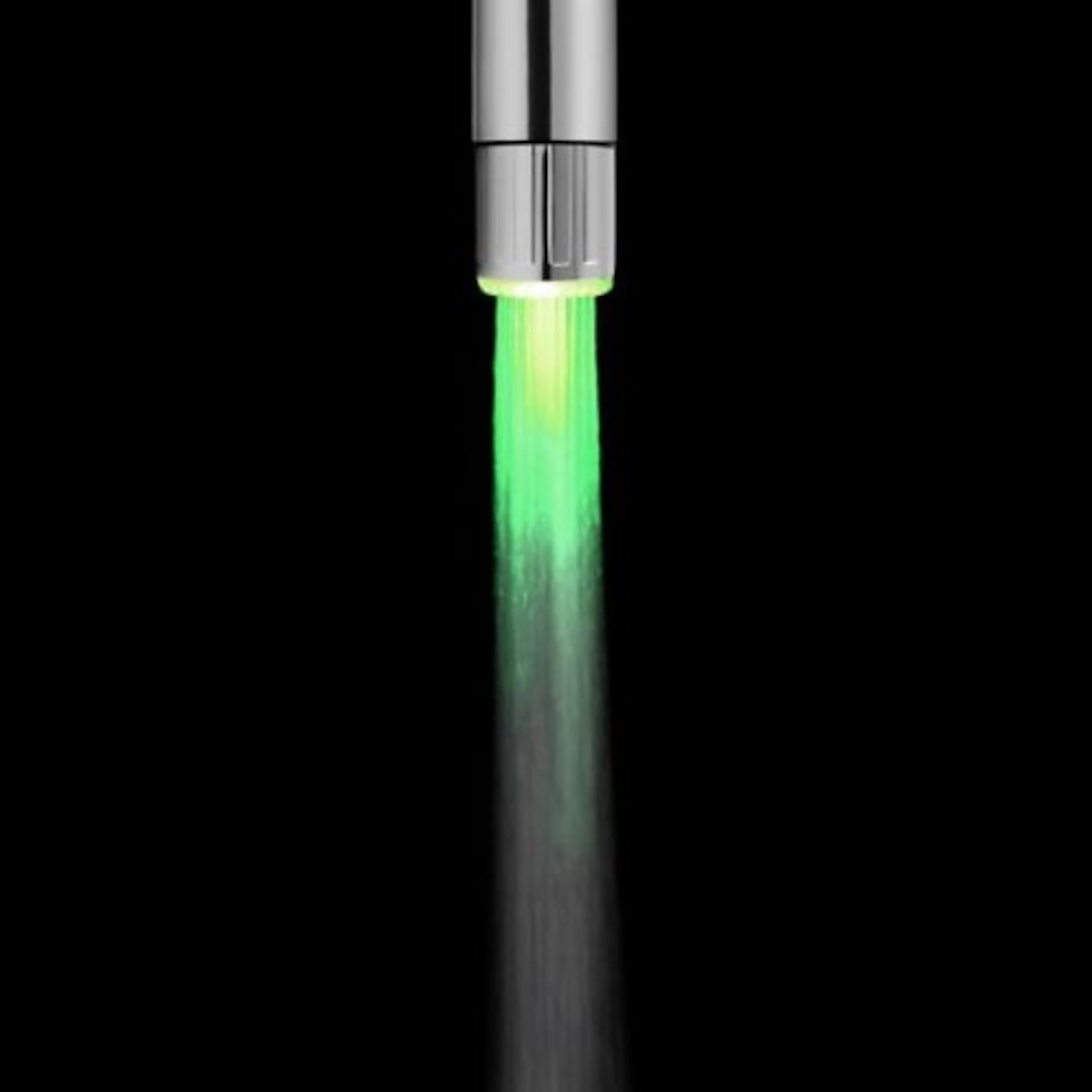 LED Temperature Sensor RGB 3- Chrome Faucet Aerator, Modern ABS Plastic Screw-On Tap Adapter