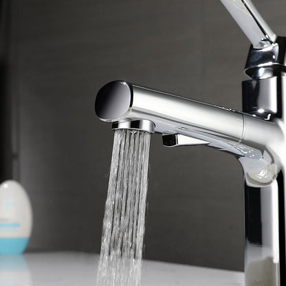 Modern Pull-Out Single-Hole Bathroom Faucet, Single-Handle Basin Faucet, Chrome / Matte Black / Brushed Gold / Gunmetal