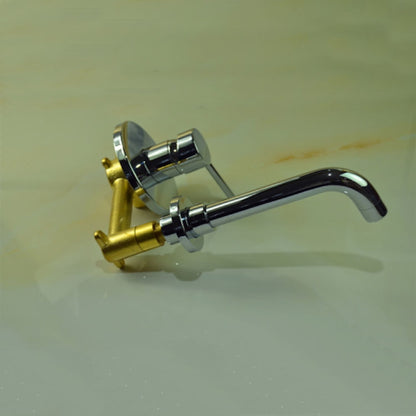 Chrome Wall-Mount Bathroom Sink Faucet, Single-Handle Brass Basin Faucet