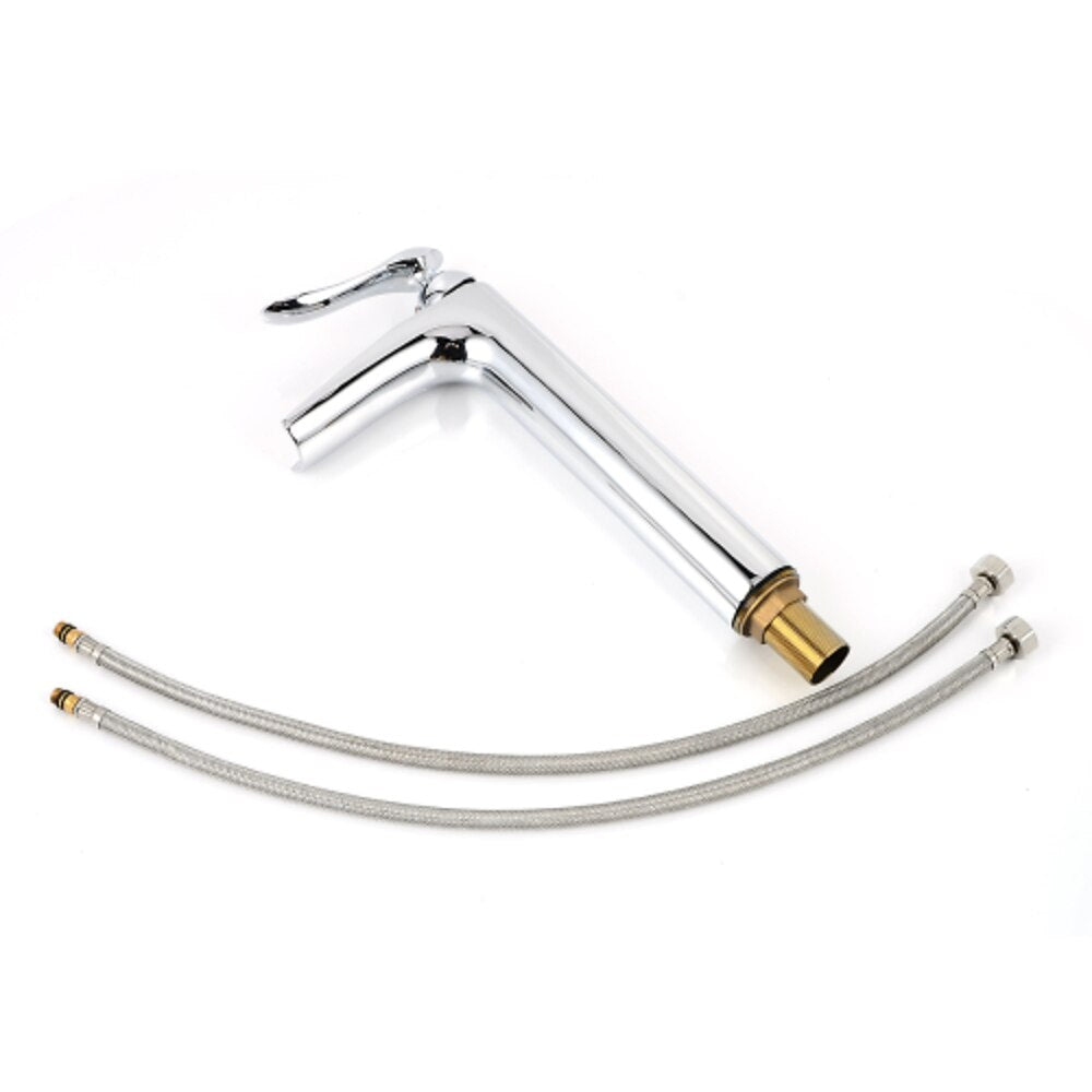 Tall Waterfall Vessel Bathroom Faucet, Single-Handle Brass Faucet, Chrome / Brushed Nickel / Oil-Rubbed Bronze