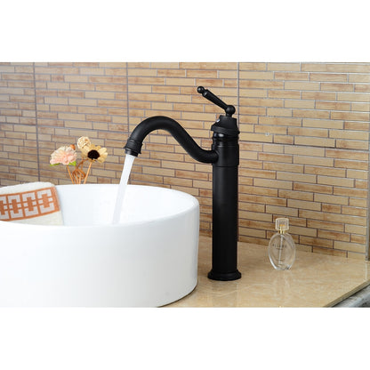 Oil-Rubbed Bronze Traditional Single-Hole Vessel Sink Faucet, High-Arc Swivel Spout Bathroom Faucet with Pop-Up Drain